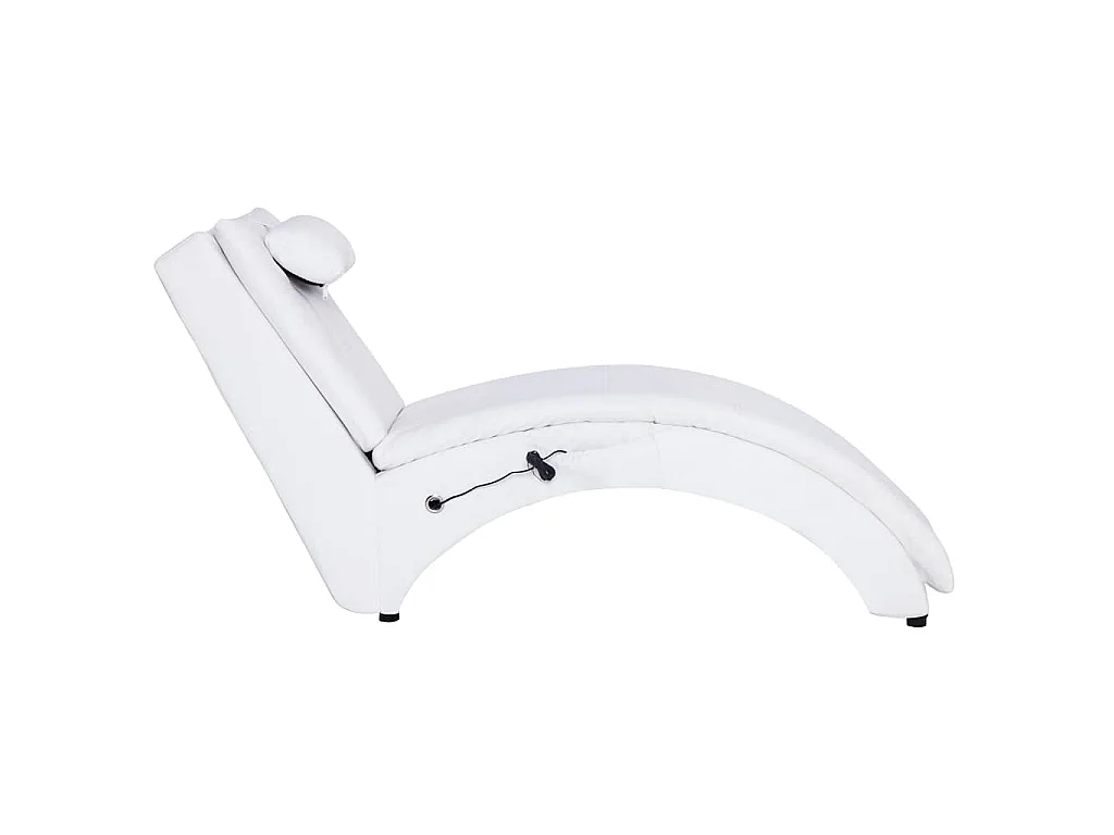 Chaise longue de massage avec oreiller Blanc Similicuir