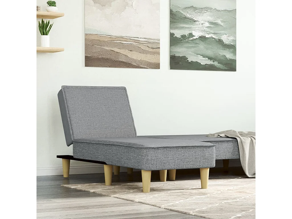 Chaise longue tecido cinzento-claro