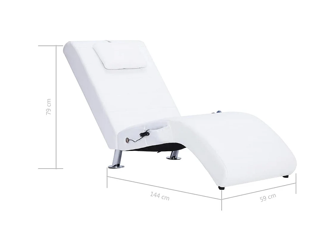 Chaise longue de massage avec oreiller Blanc Similicuir