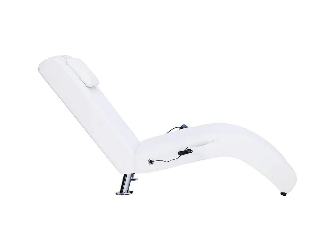 Chaise longue de massage avec oreiller Blanc Similicuir