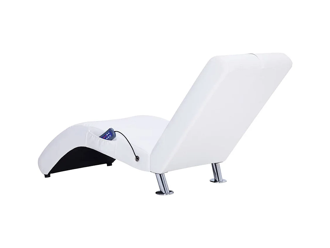 Chaise longue de massage avec oreiller Blanc Similicuir
