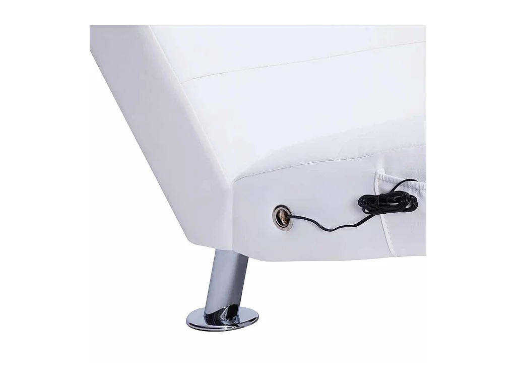 Chaise longue de massage avec oreiller Blanc Similicuir