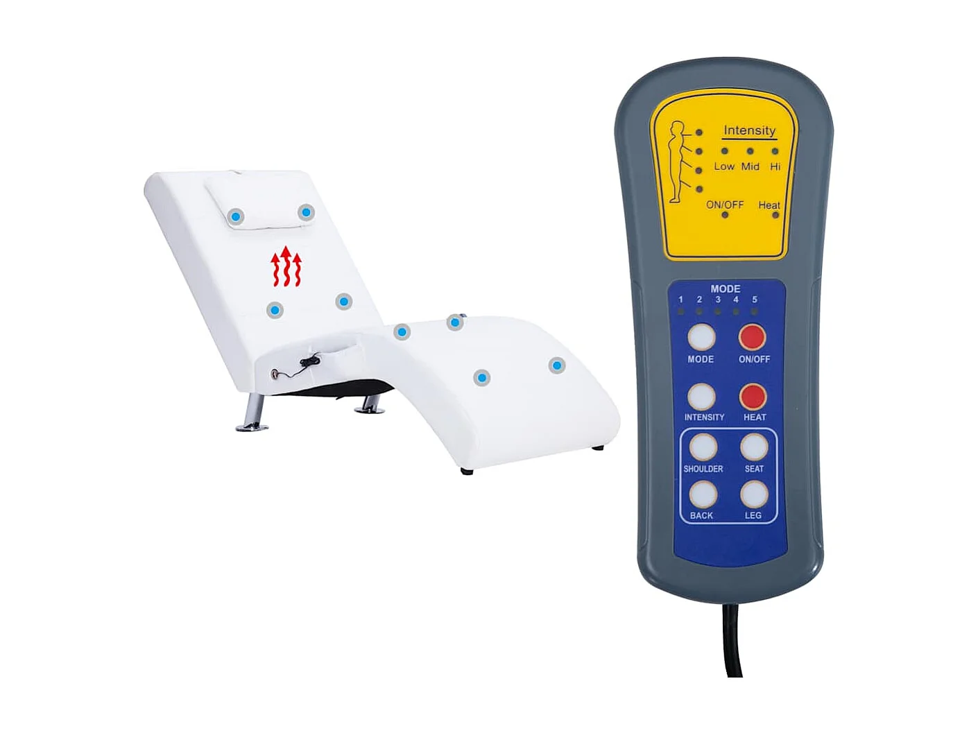 Chaise longue de massage avec oreiller Blanc Similicuir