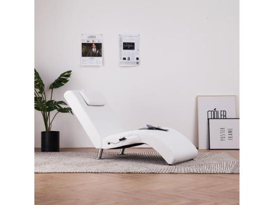vente unique Chaise longue de massage avec oreiller Blanc Similicuir