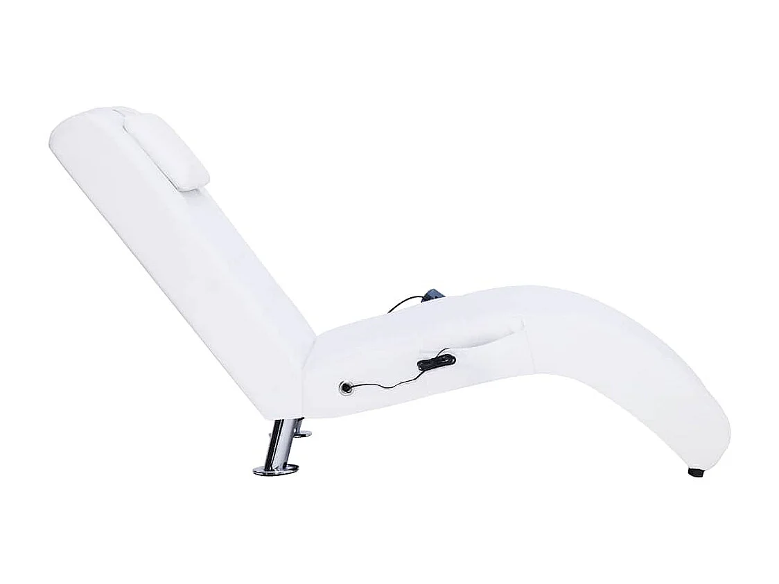 Massage chaise longue met kussen kunstleer wit