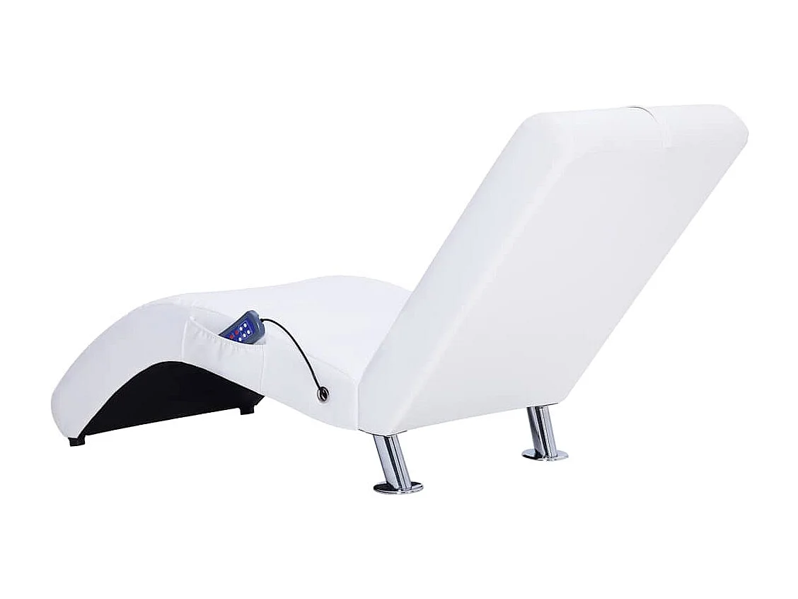 Massage chaise longue met kussen kunstleer wit