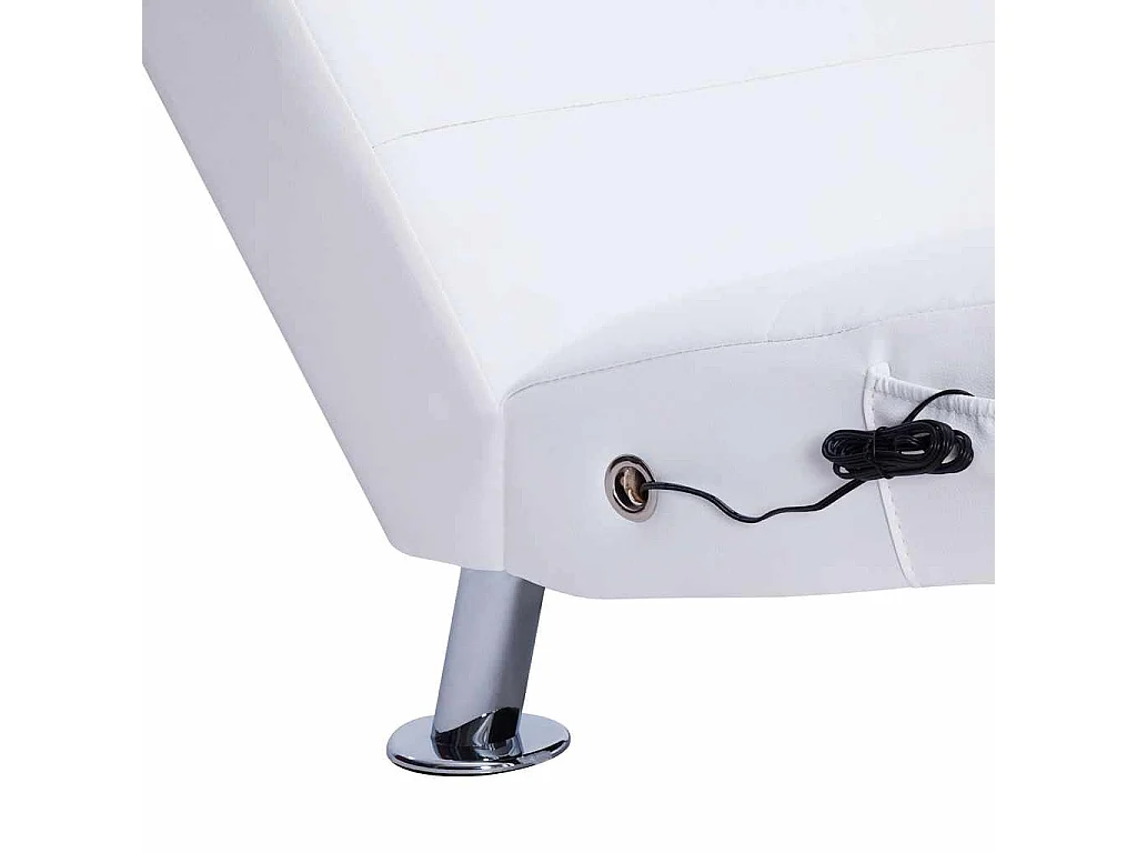 Massage chaise longue met kussen kunstleer wit