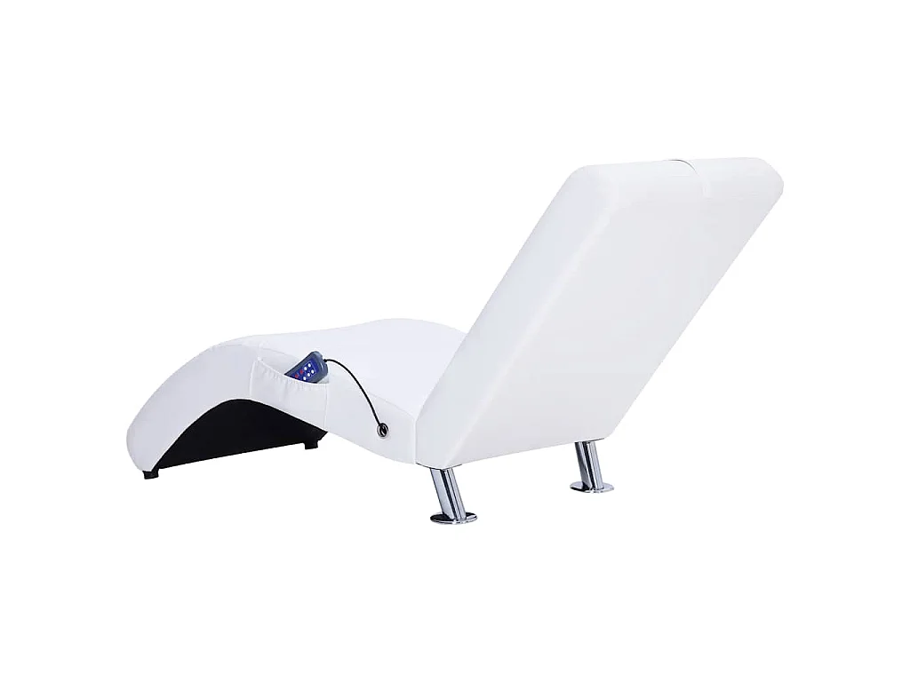 Massage chaise longue met kussen kunstleer wit