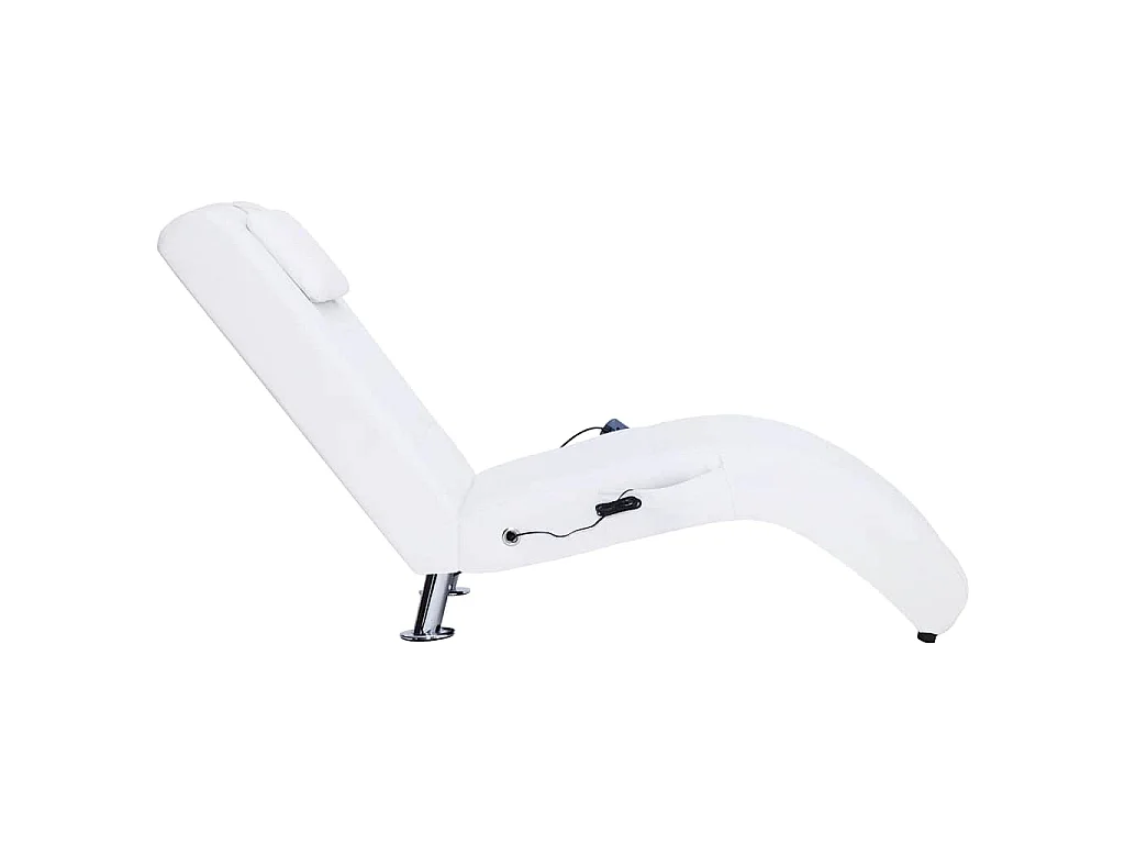Massage chaise longue met kussen kunstleer wit