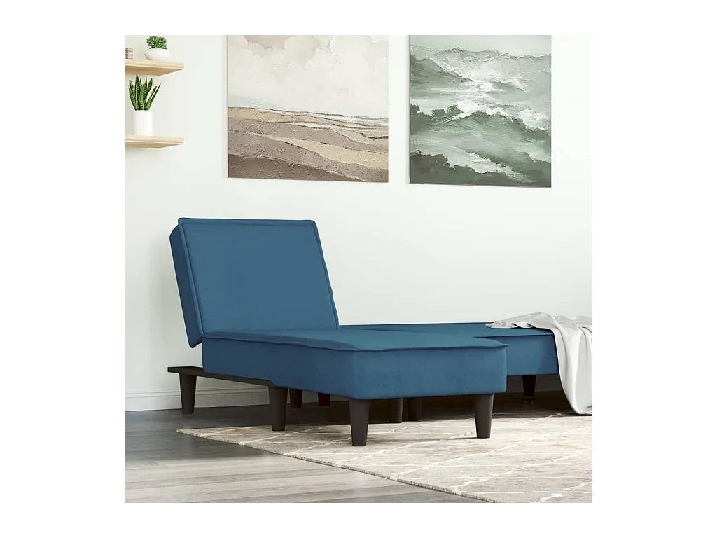 Chaise longue bleu velours
