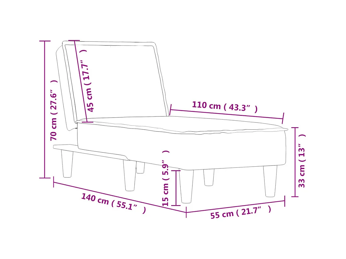 Chaise longue veludo azul