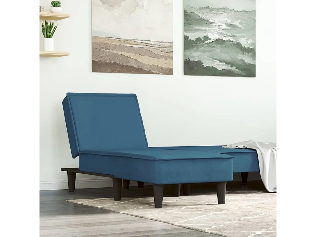 Chaise longue bleu velours