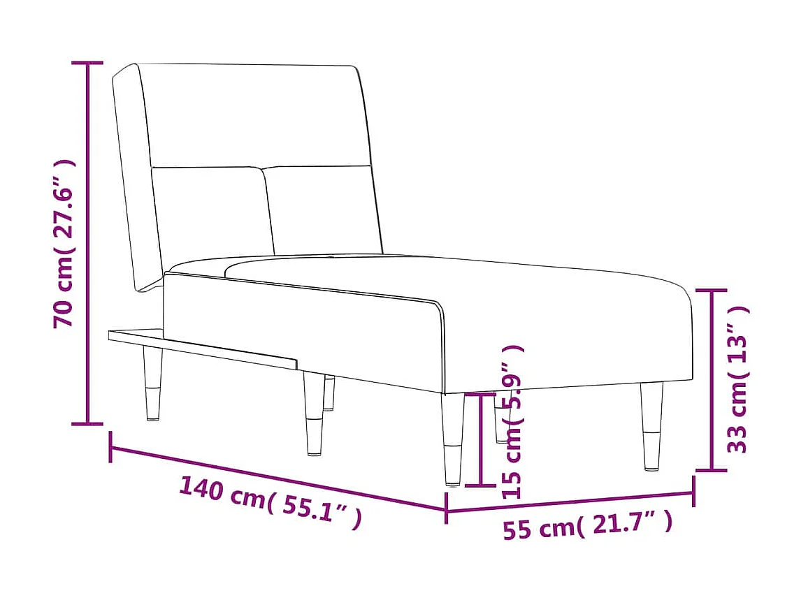 Chaise longue bleu velours