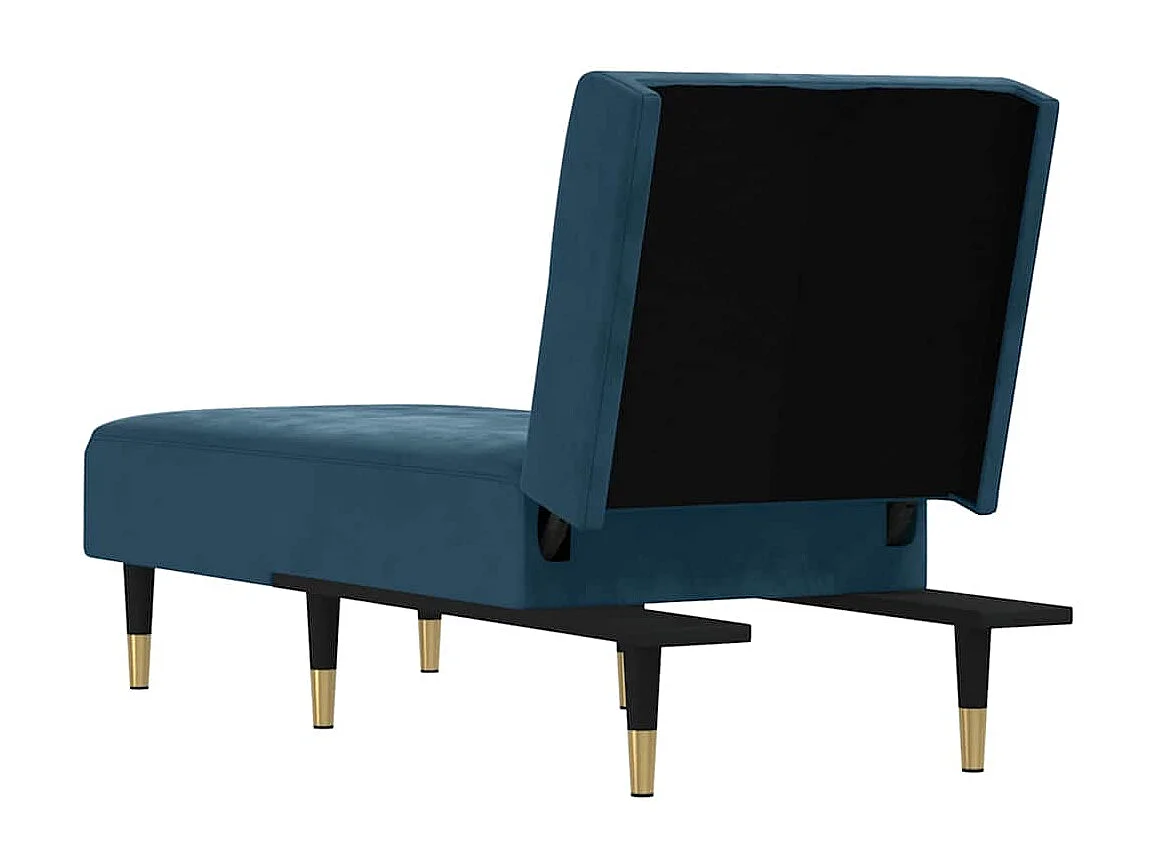 Chaise longue bleu velours