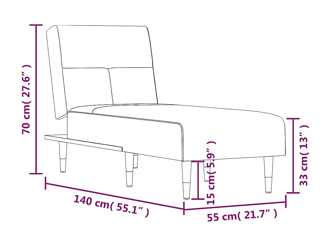 Chaise longue bleu velours