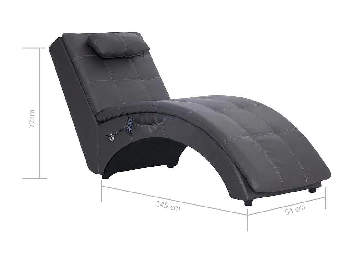 Massage Chaiselongue mit Kissen Grau Kunstleder