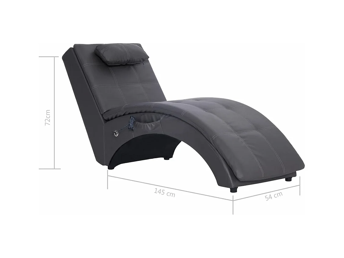 Massage Chaiselongue mit Kissen Grau Kunstleder