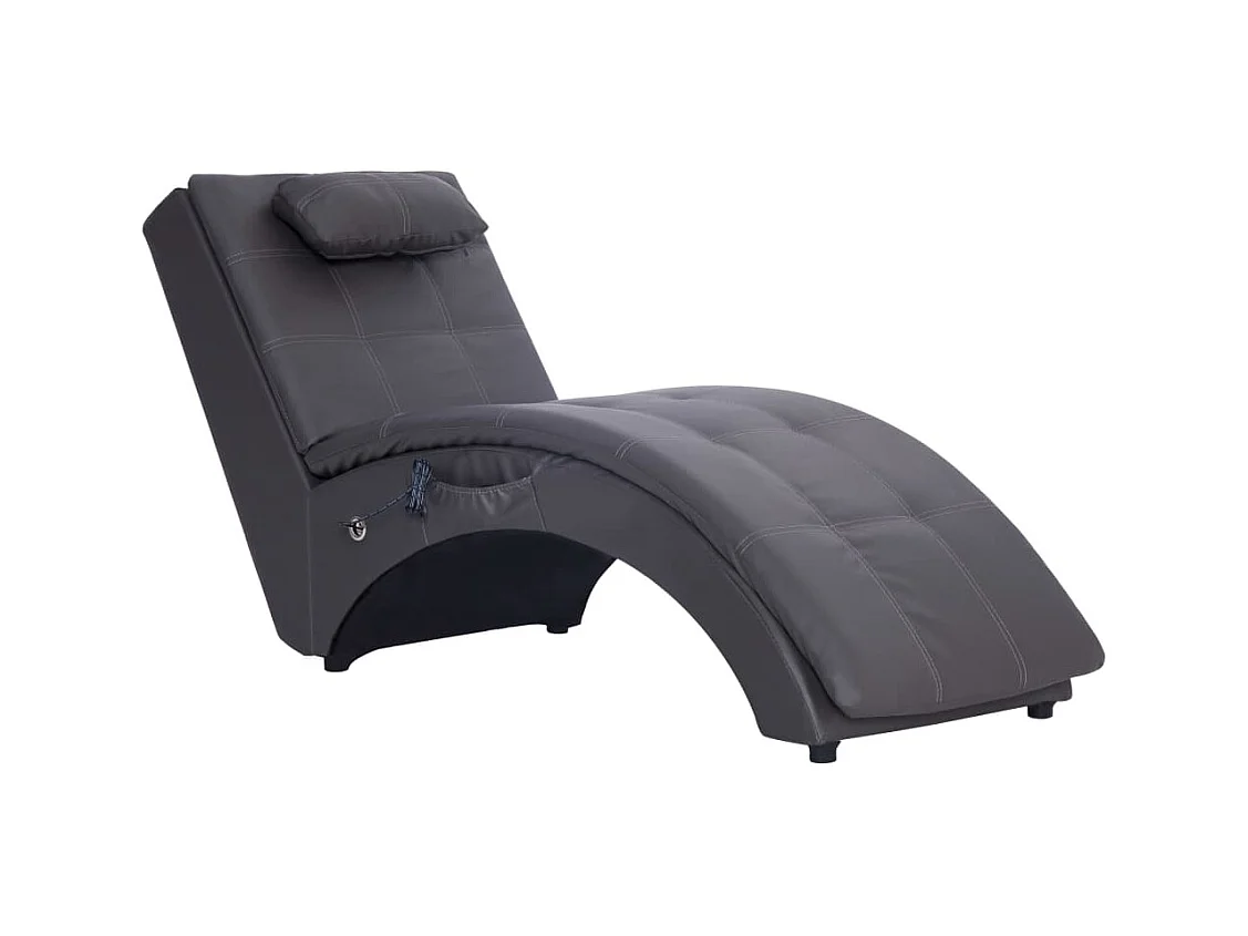 Massage Chaiselongue mit Kissen Grau Kunstleder