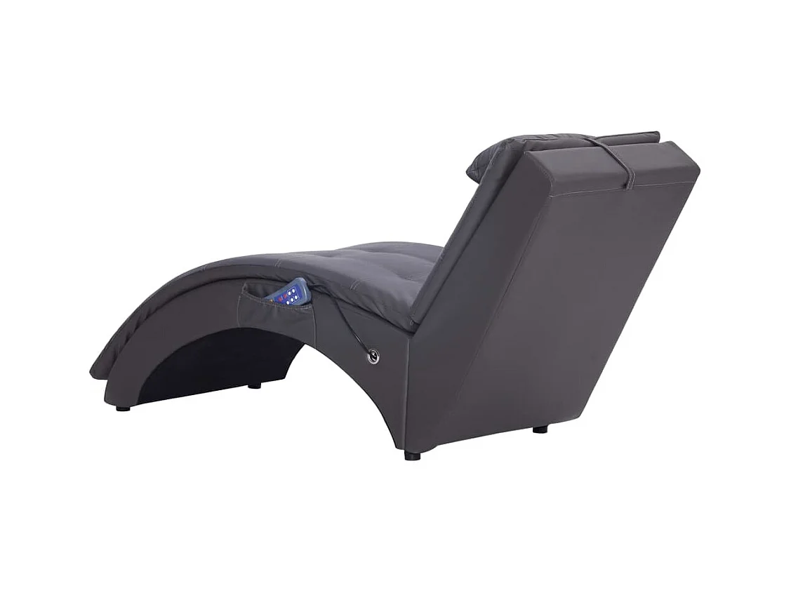 Massage Chaiselongue mit Kissen Grau Kunstleder