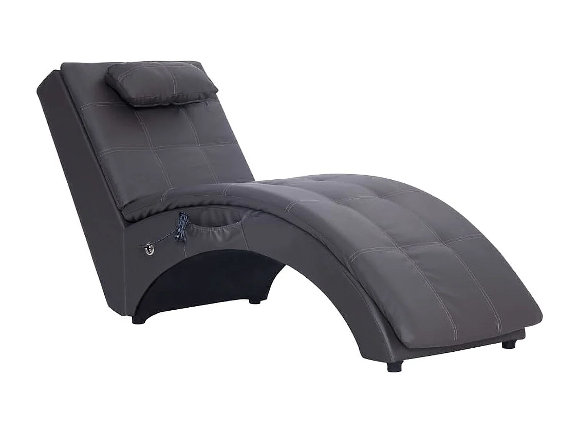 Massage Chaiselongue mit Kissen Grau Kunstleder