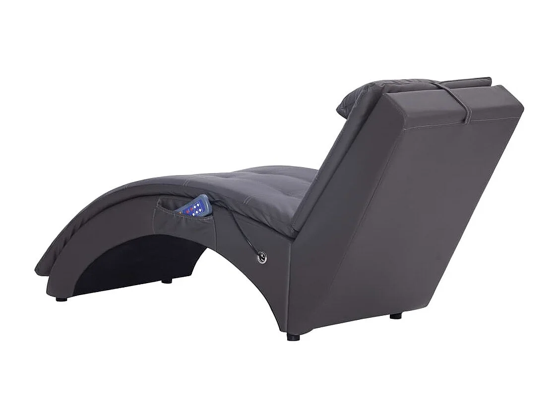 Massage Chaiselongue mit Kissen Grau Kunstleder