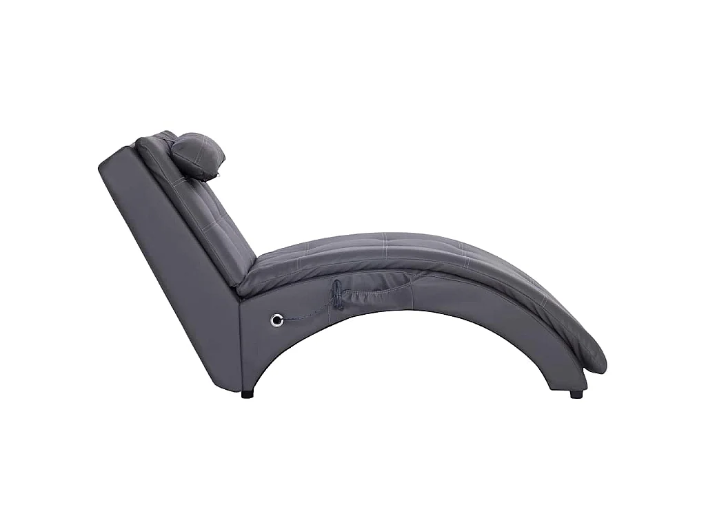 Chaise longue de massagem c/ almofada couro artificial cinzento