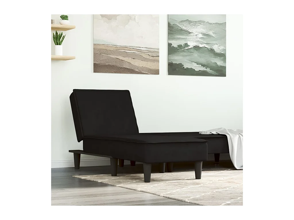 Chaise longue noir velours