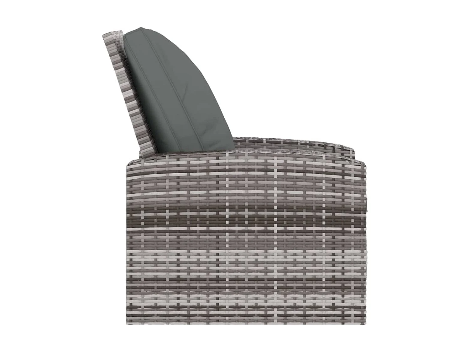 Gartensessel Verstellbar mit Kissen Grau Poly Rattan