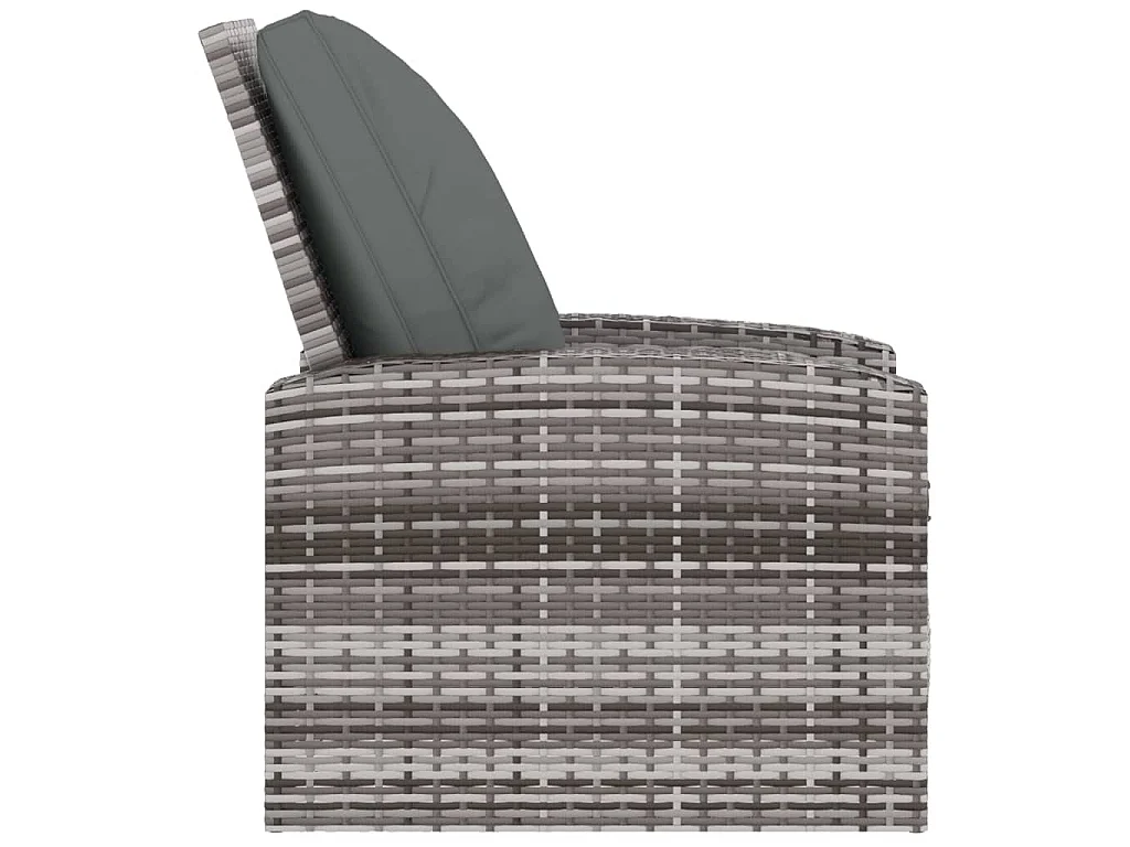 Cadeira de jardim reclinável com almofadões vime PE cinzento