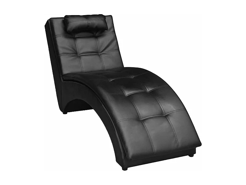 Chaise longue met kussen kunstleer zwart