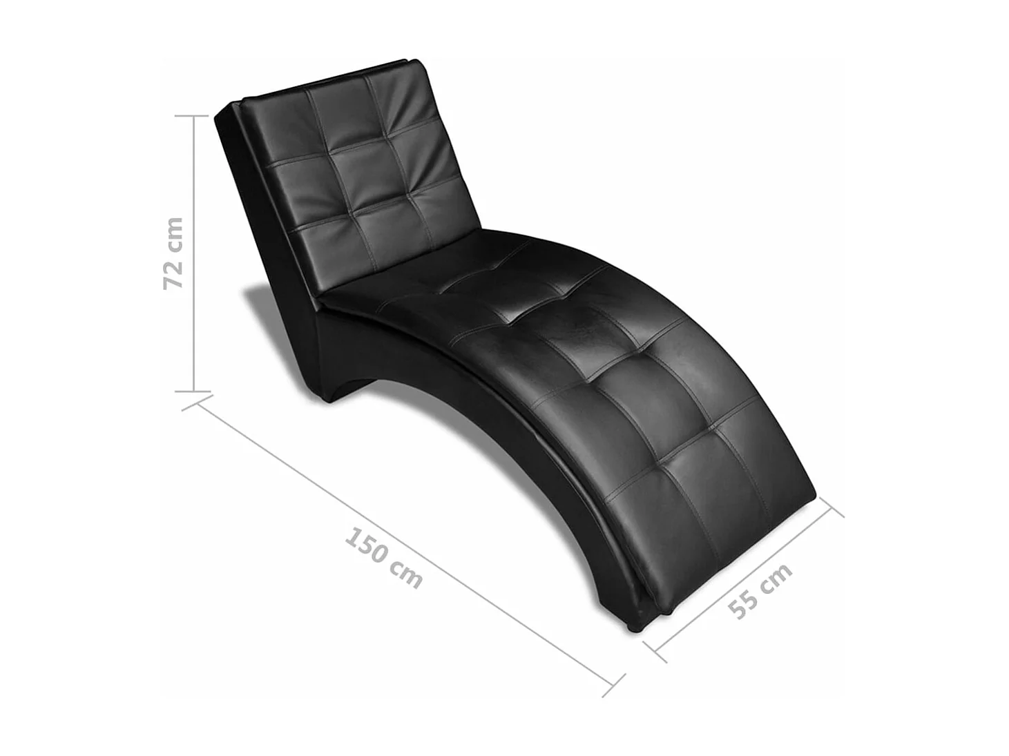 Chaiselongue mit Kissen Schwarz Kunstleder