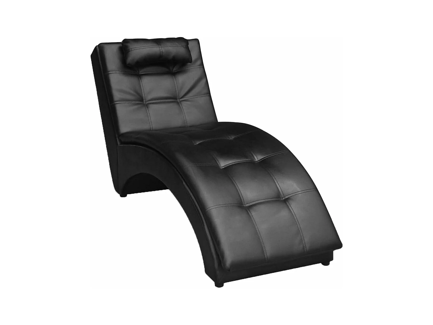 Chaise longue avec oreiller Noir Similicuir