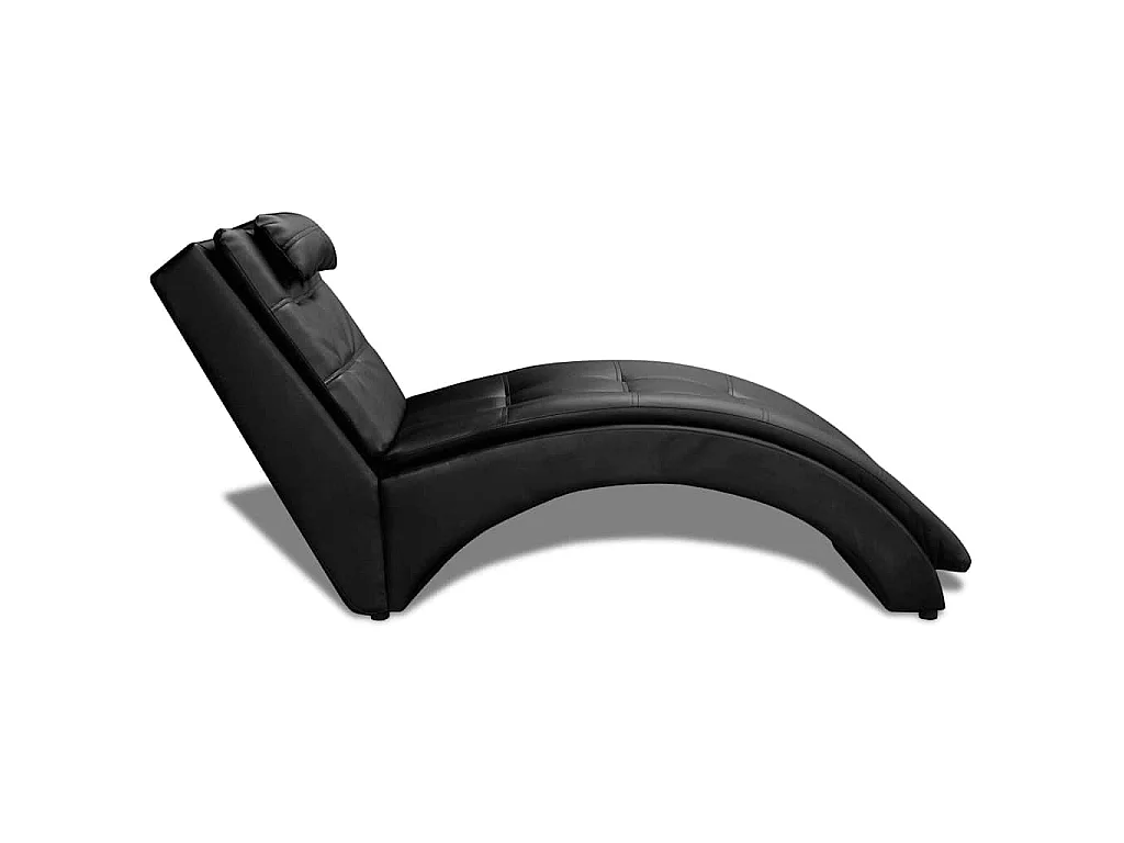 Chaise longue avec oreiller Noir Similicuir