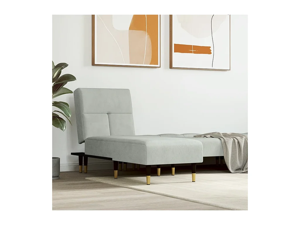 Chaise longue gris clair velours