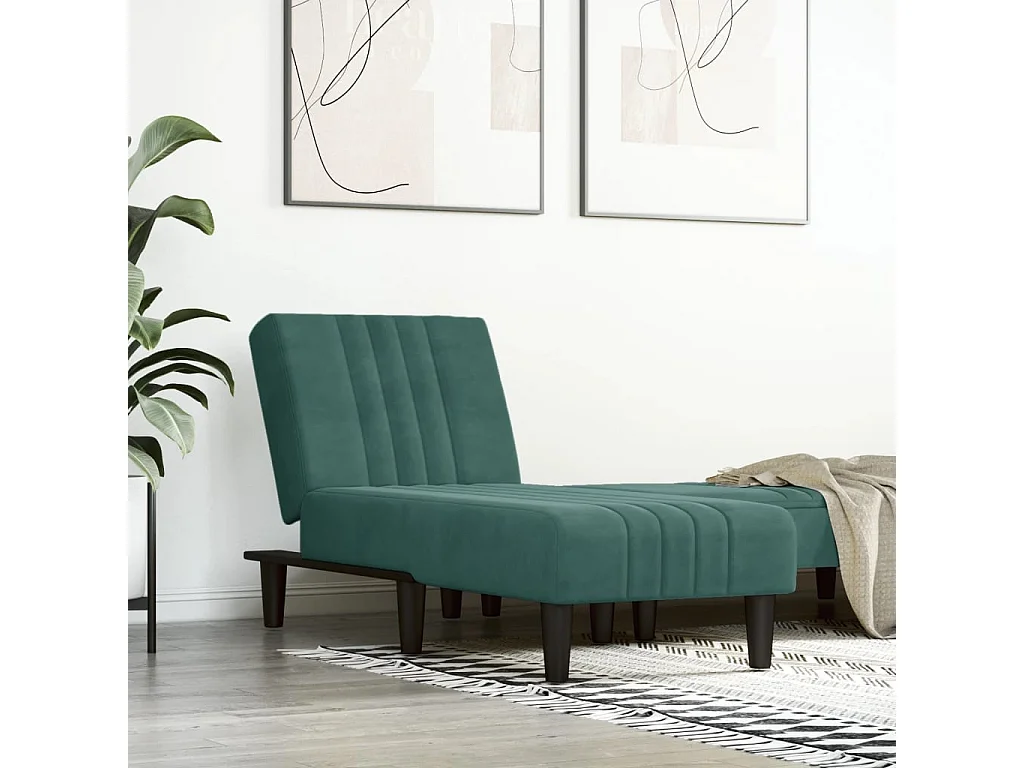 Chaise Longue in Velluto Verde Scuro