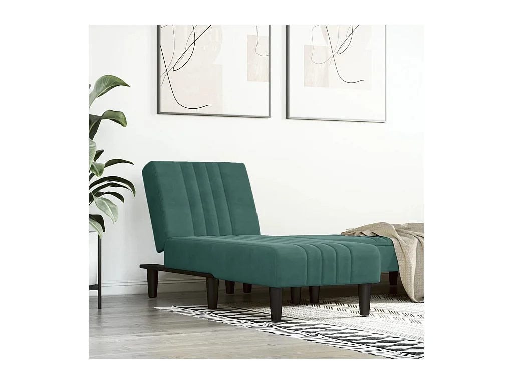 Chaise longue vert foncé velours