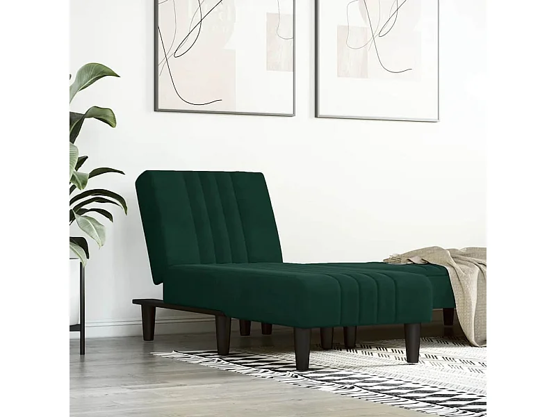 Chaise longue vert foncé velours