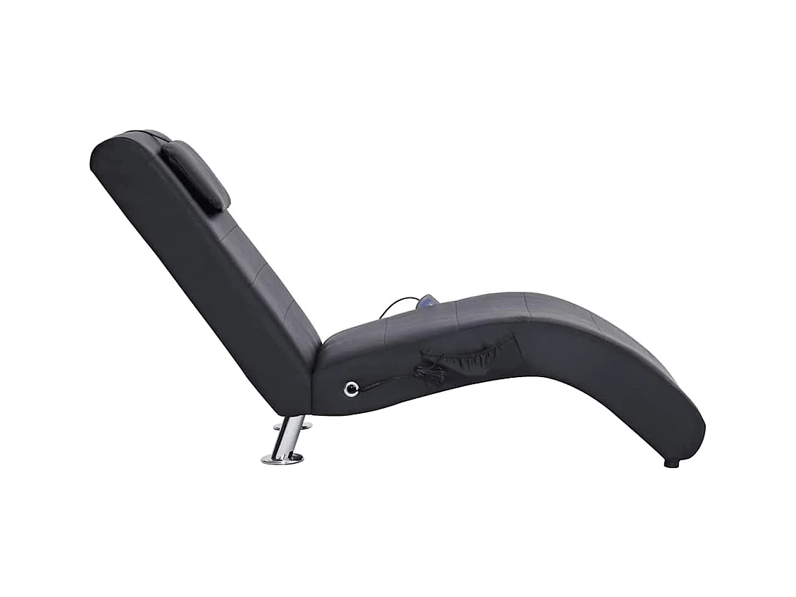 Diván de masaje con almohada de cuero sintético negro