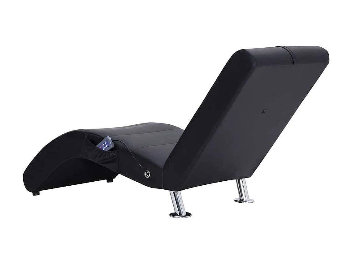 Diván de masaje con almohada de cuero sintético negro