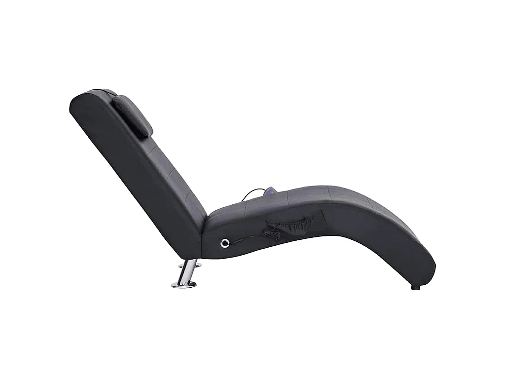 Massage chaise longue met kussen kunstleer zwart
