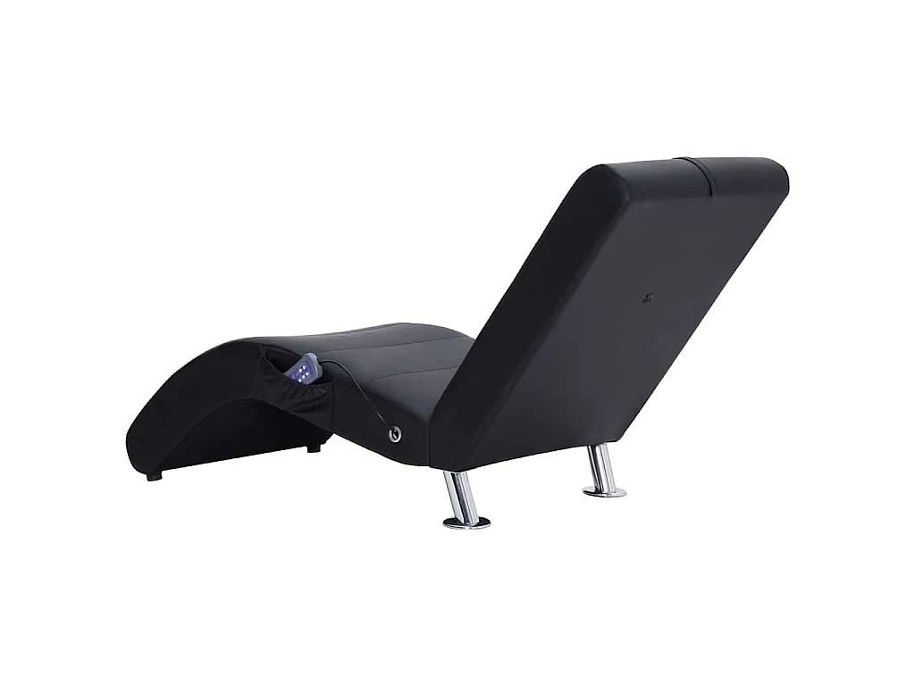 Massage chaise longue met kussen kunstleer zwart