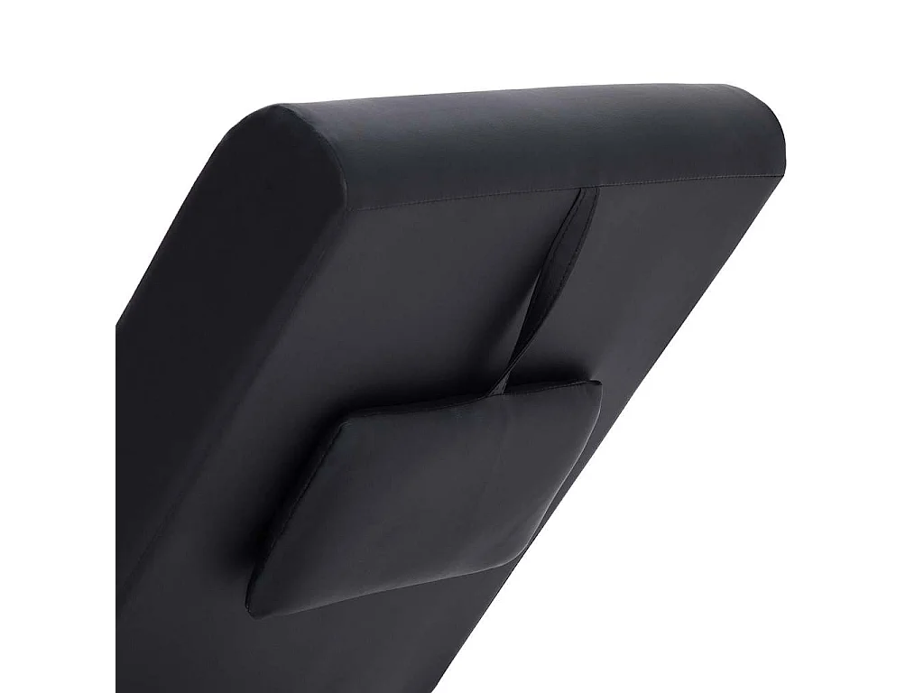 Massage chaise longue met kussen kunstleer zwart