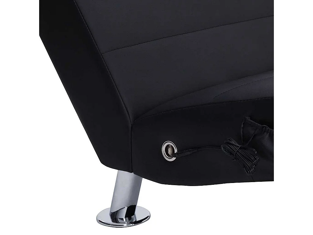 Massage chaise longue met kussen kunstleer zwart