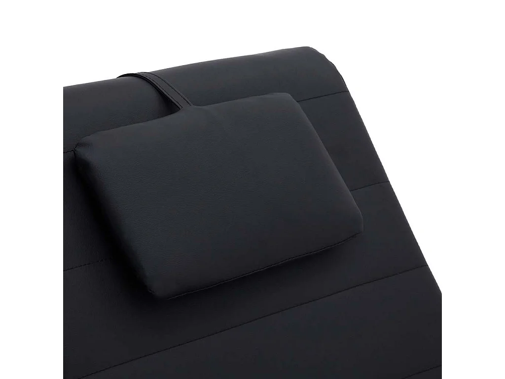 Massage chaise longue met kussen kunstleer zwart