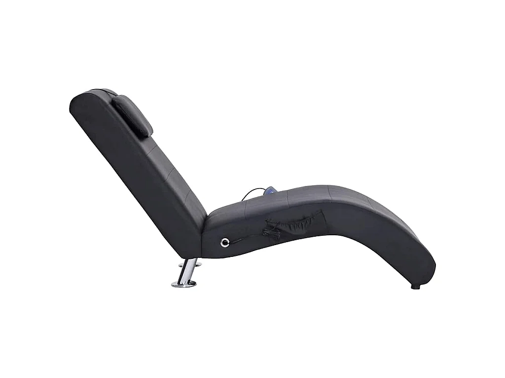 Chaise longue de massage avec oreiller Noir Similicuir