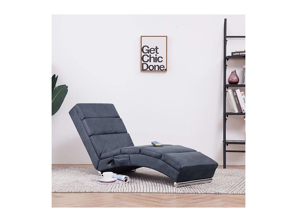 Chaise longue de longue Gris Similicuir daim