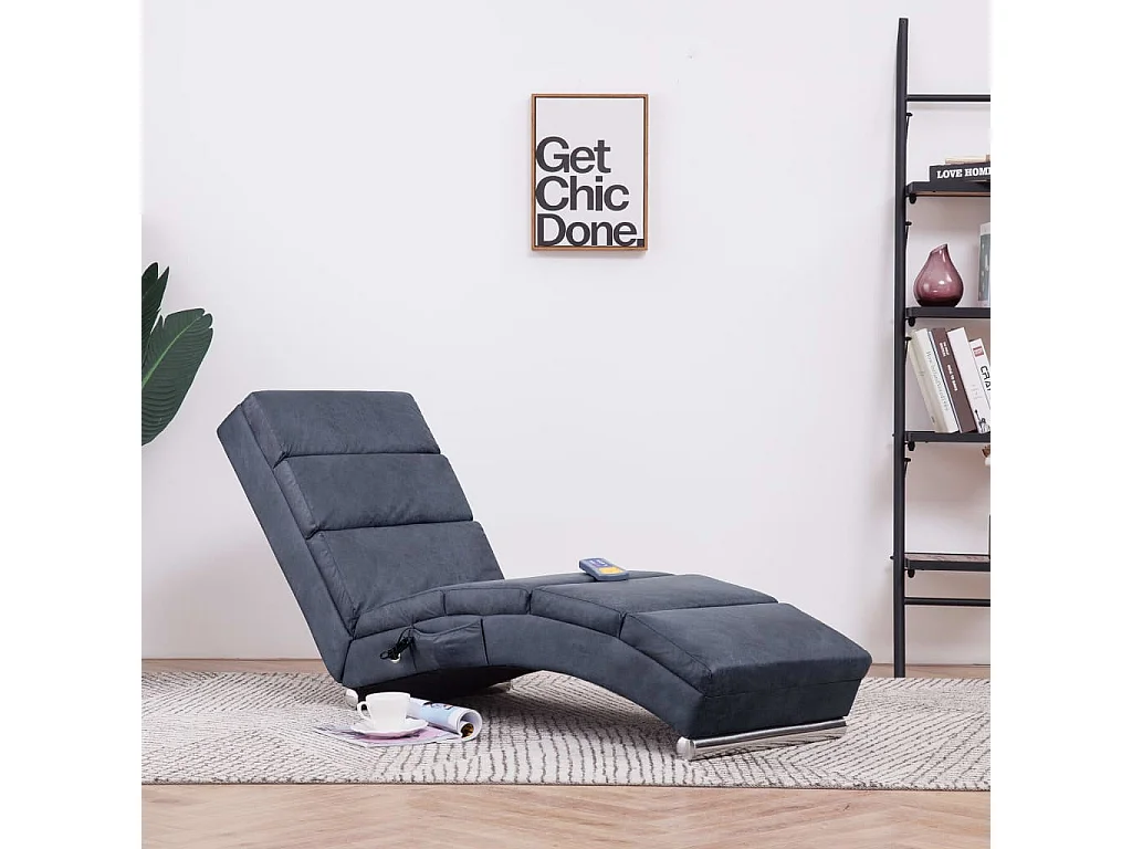 Chaise longue de longue Gris Similicuir daim