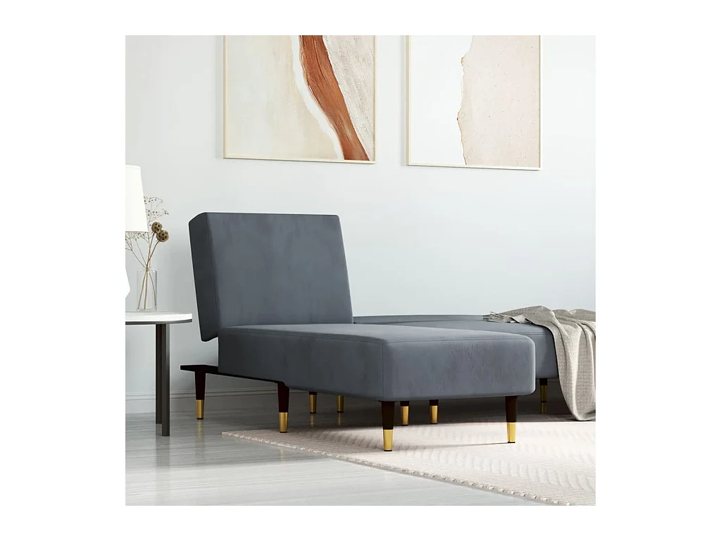 Chaise longue fluweel donkergrijs