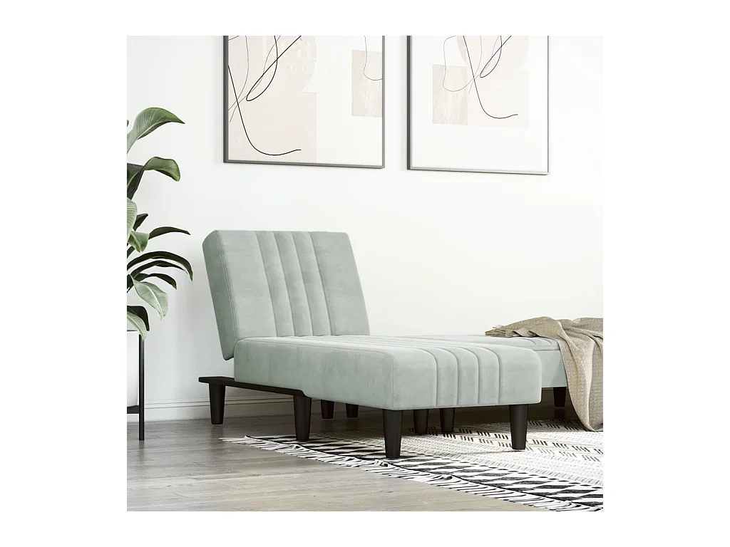 Chaise longue gris clair velours