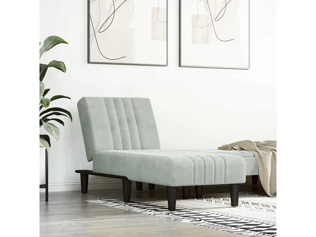 Chaise longue gris clair velours